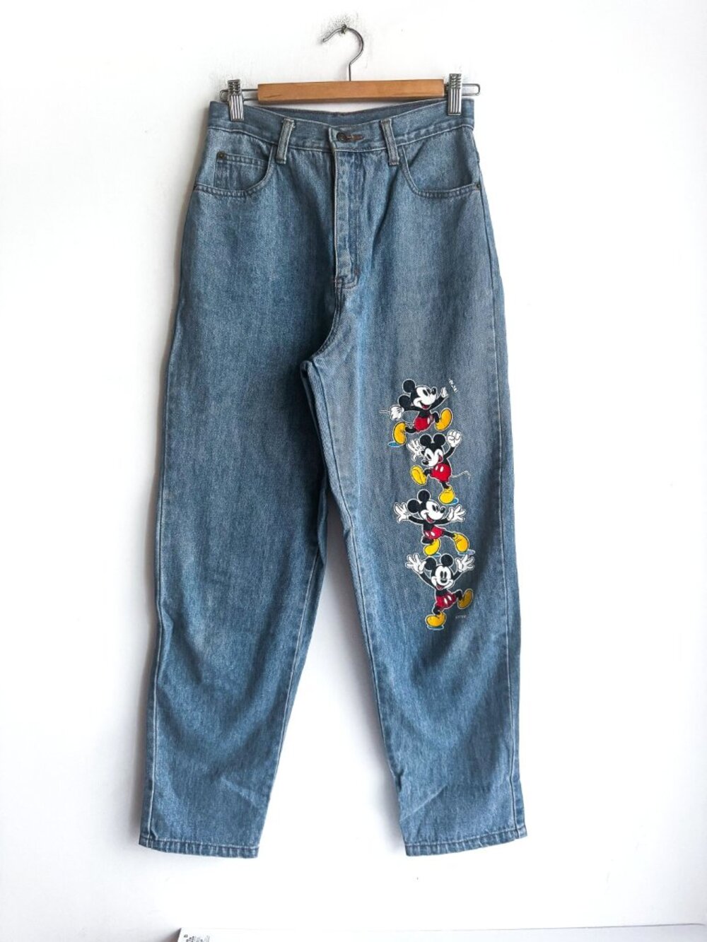 Vintage Disney Mickey Mouse Motif High Waist Mom Jeans 26